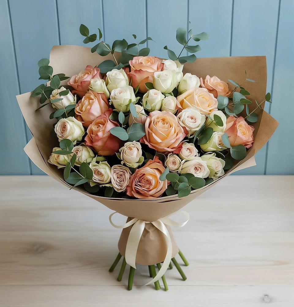 Букет цветов из: Альстромерии и Розы в Жилино-1