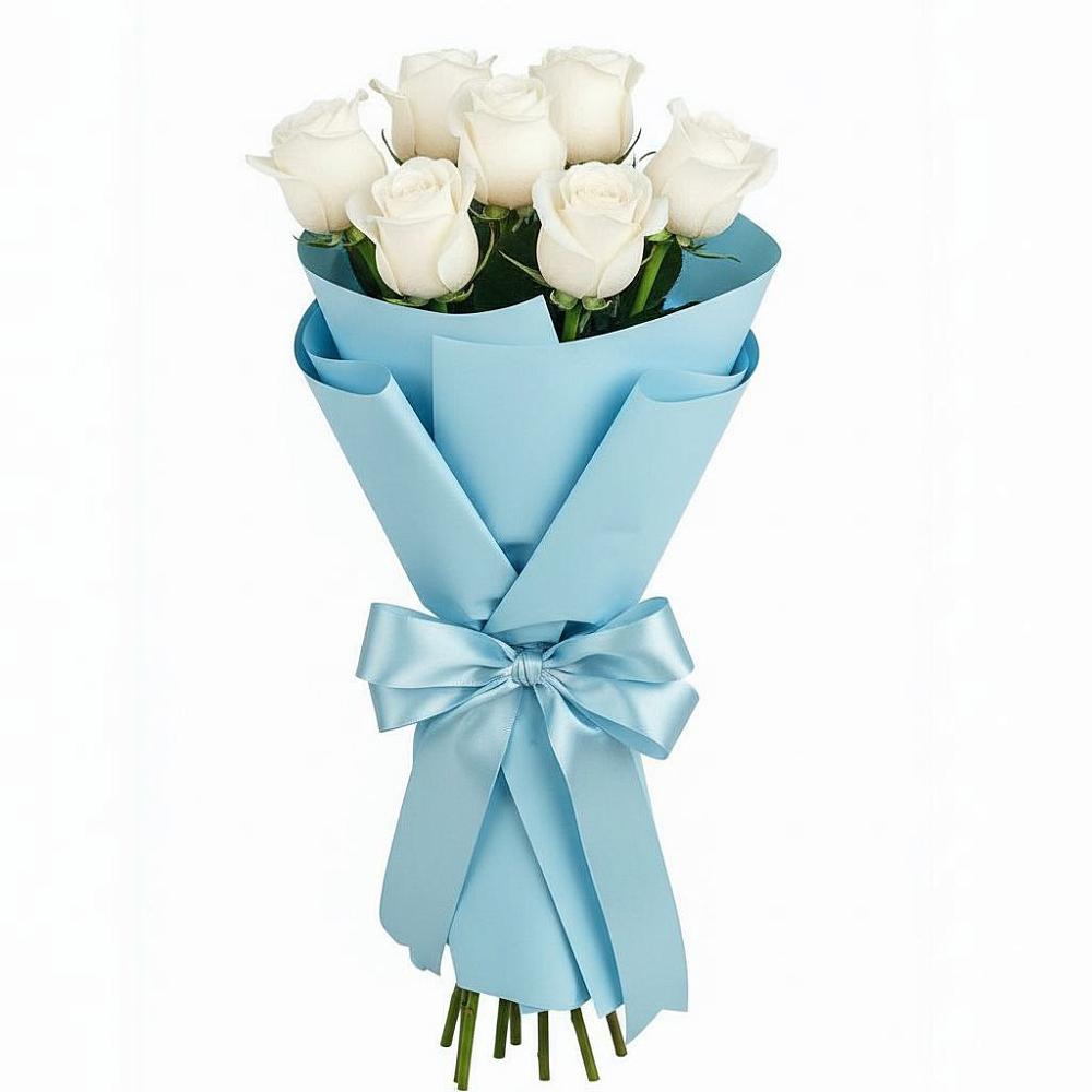 Букет 7 белых роз Проуд в Жилино-1