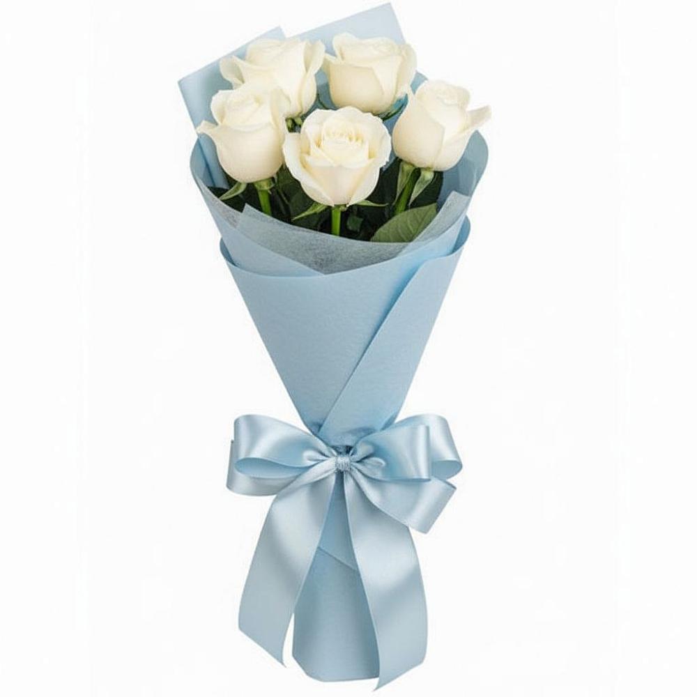Букет 5 Белых роз Проуд в Жилино-1