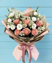 Букет олимп в Жилино-1 Букет цветов из:  Розы, Альстромерии и Лизиантусы в Жилино-1