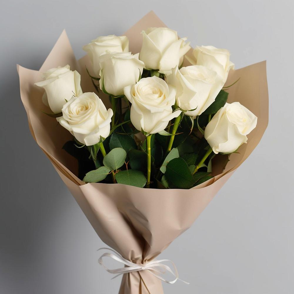 Букет 9 Белых роз Эдлесс Лав в Жилино-1