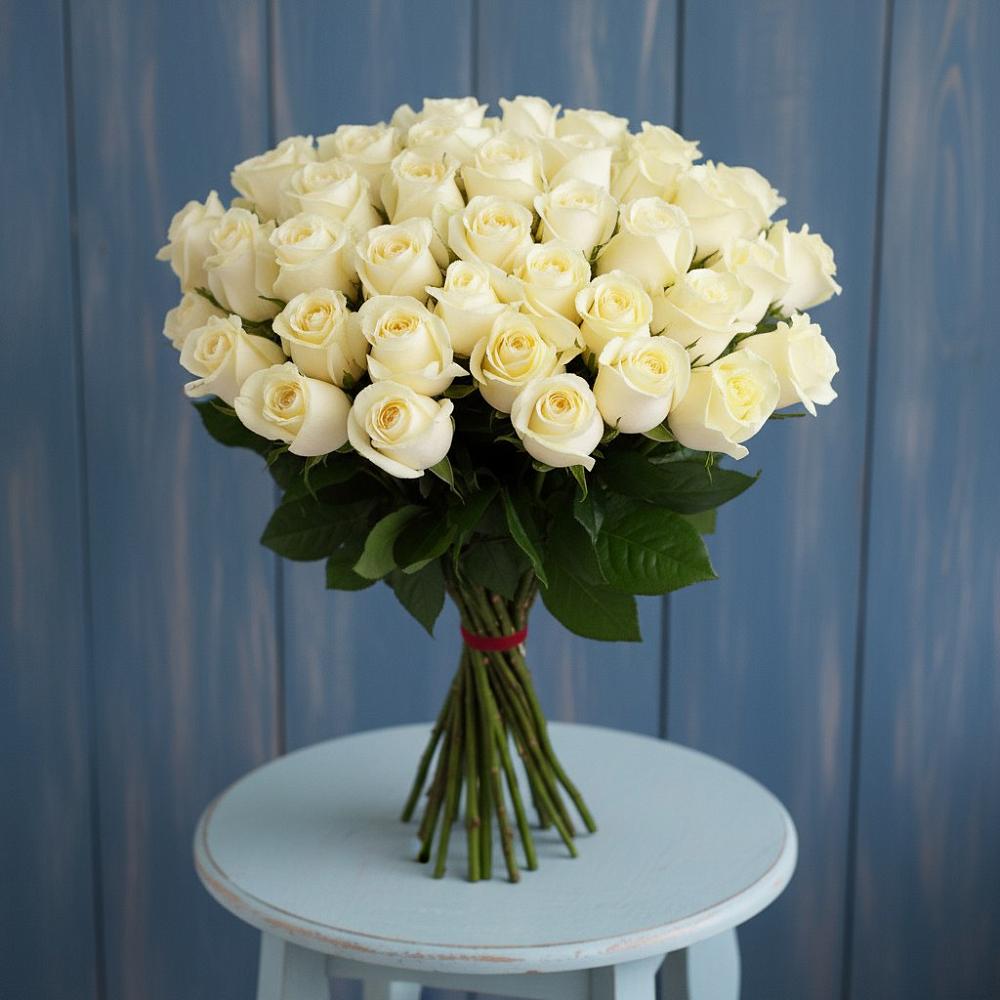 Букет 51 Белая роза Эдлесс Лав в Жилино-1