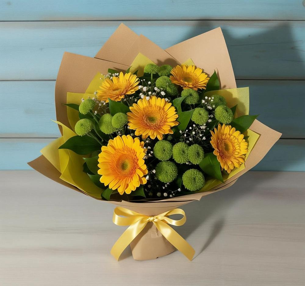 Букет цветов из: Герберы и Хризантемы в Жилино-1