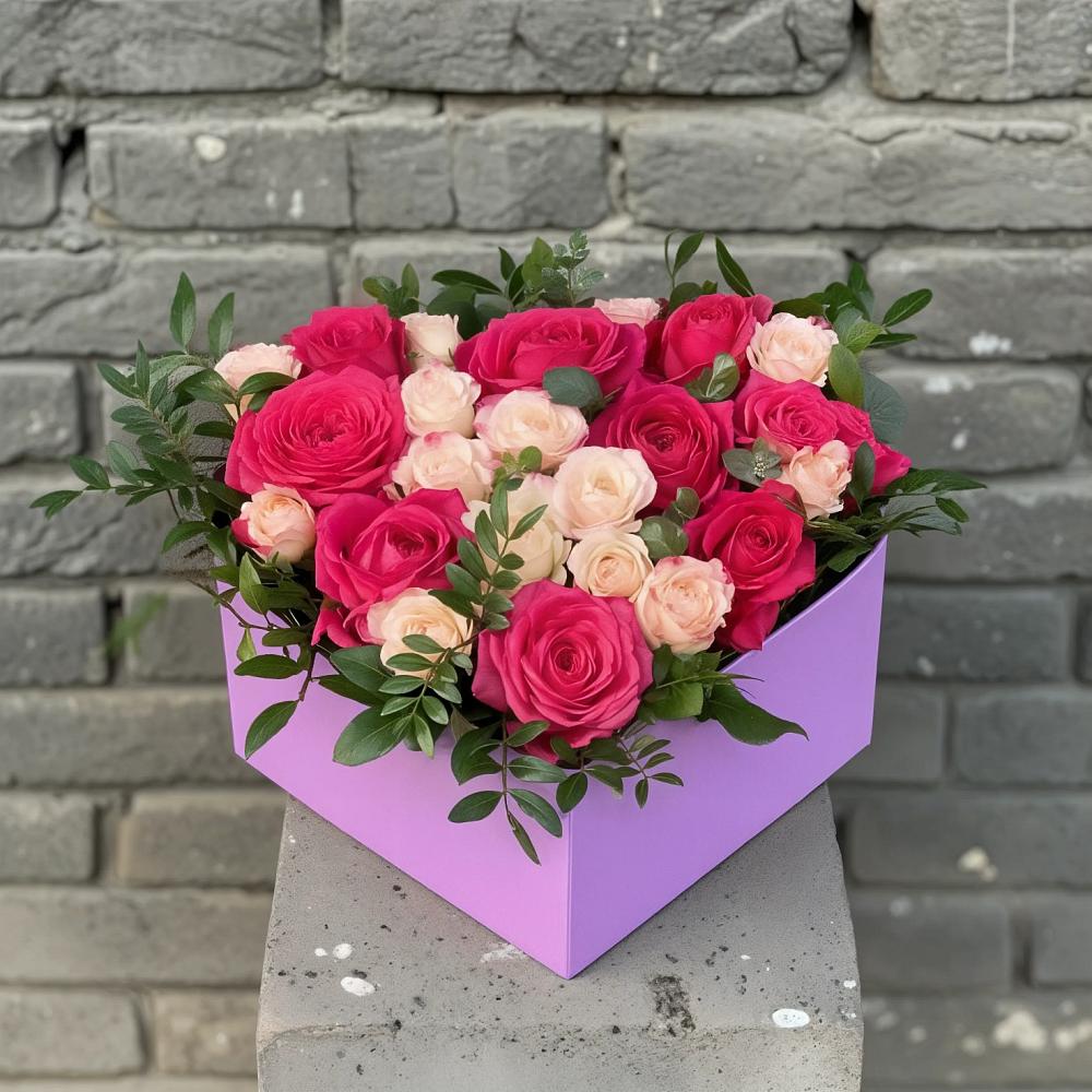 Цветочная композиция из Розы в коробке в Жилино-1