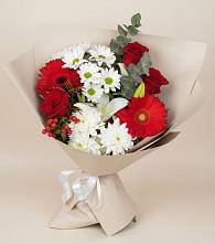 Букет поцелуй лета в Жилино-1 Букет цветов из:  Розы, Хризантемы, Герберы и Лилии в Жилино-1