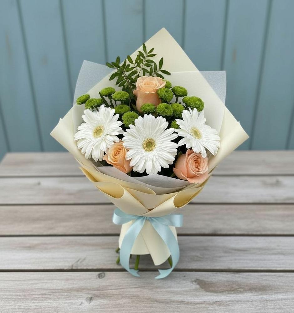 Букет цветов из: Герберы, Розы и Хризантемы в Жилино-1