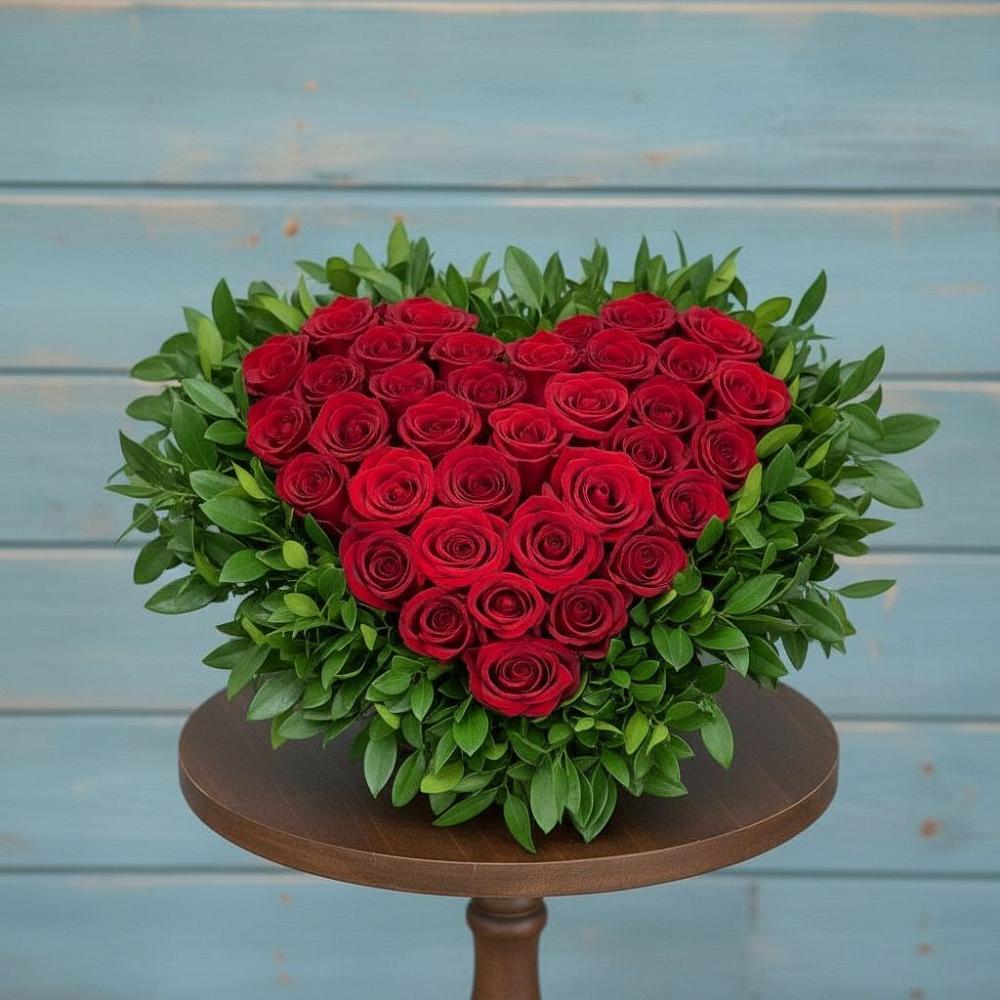 Цветочная композиция из Розы в виде сердца в Жилино-1