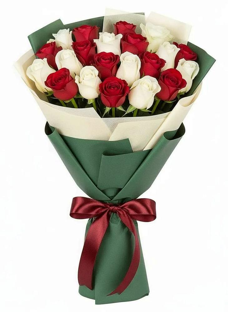 Букет Микс из красных и белых роз в Жилино-1