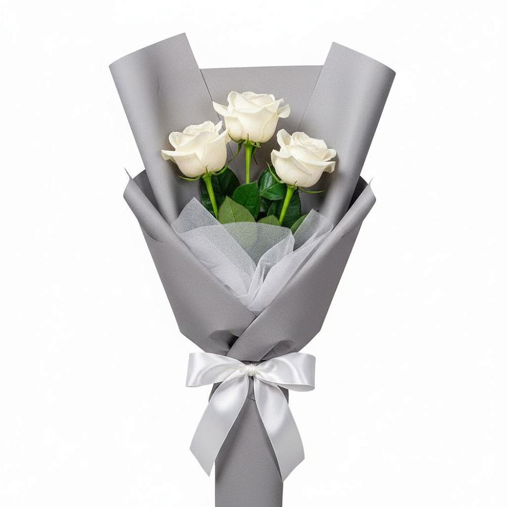 Букет 3 белые розы в Жилино-1