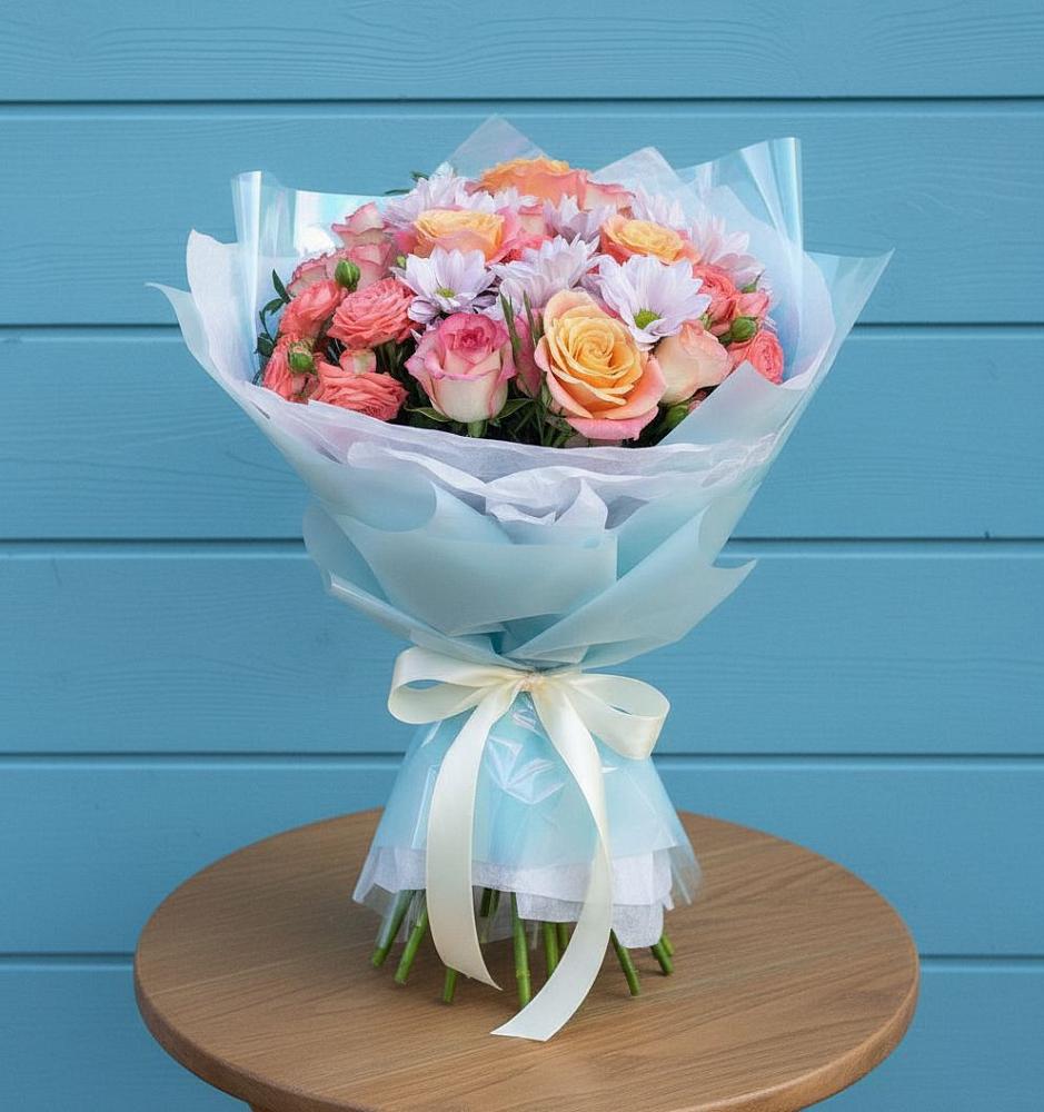 Букет цветов из: Хризантемы и Розы в Жилино-1