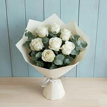 Букет Белые розы в Эвкалипте #REPLACE_PRED# Жилино-1