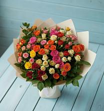 Букет Микс из разноцветных кустовых роз в Жилино-1
