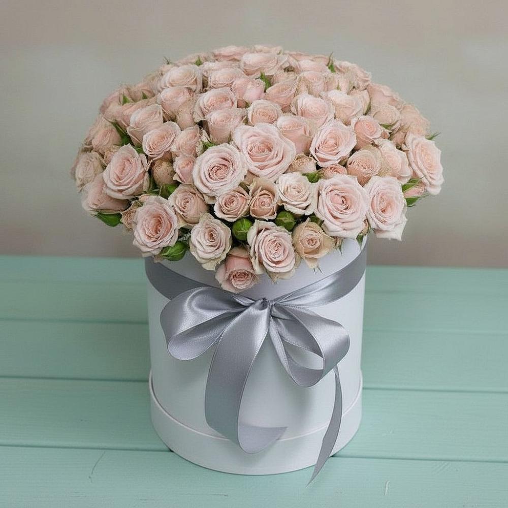 Цветочная композиция из Розы в шляпной коробке в Жилино-1